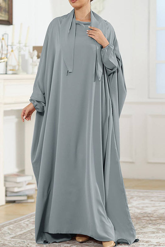 CWDMD5314_SOLID COLOR ROBE WITH STRAPS LOOSE DRESS