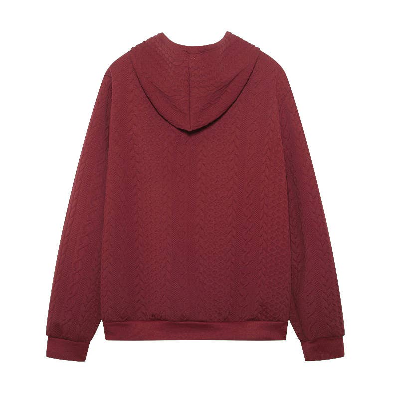 Jacquard laced long-sleeved hooded sweatshirt