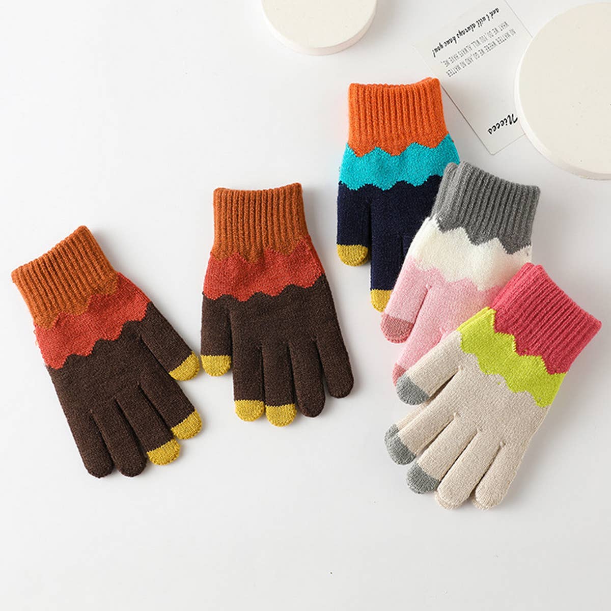 COMFORTABLE CONTRAST WARM KNITTED GLOVES_CWAG0031