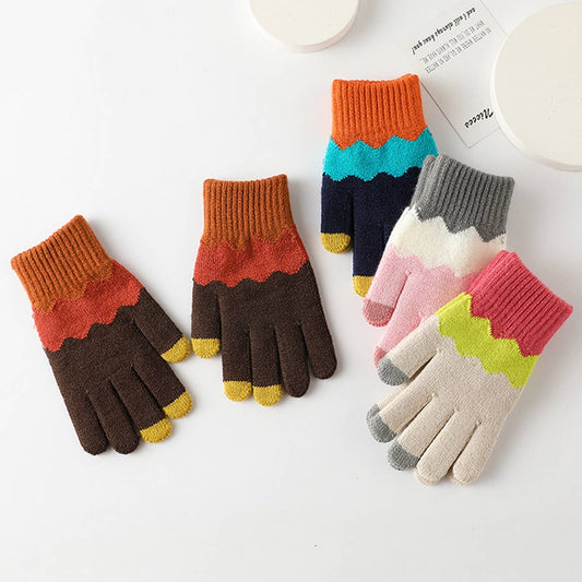 COMFORTABLE CONTRAST WARM KNITTED GLOVES_CWAG0031