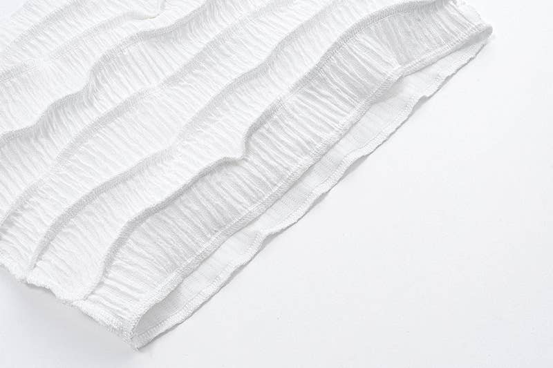 Striped Square Neck Ruched Sleeveless Crop Top