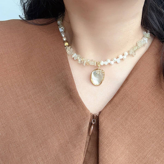 GLITTERING WAVE-SHAPED NATURAL PEARL SET