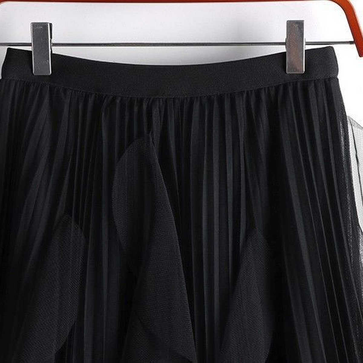 TULLE SKIRT MID-LENGTH HIGH WAIST PLEATED SKIRT