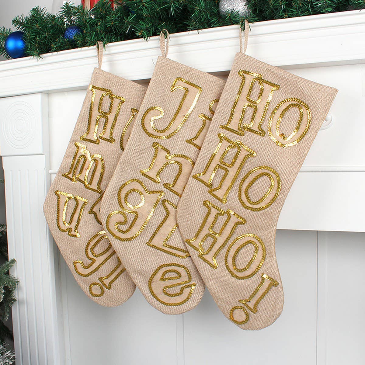SEQUINED LETTER CHRISTMAS STOCKING CANDY BAG