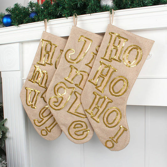 SEQUINED LETTER CHRISTMAS STOCKING CANDY BAG
