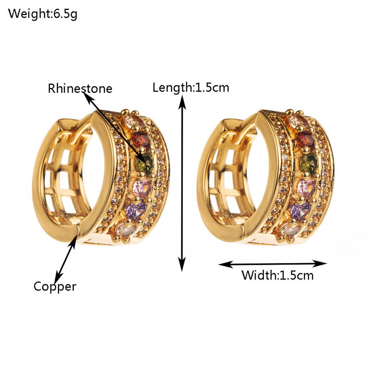 Geometric Copper Stud Earrings Stylish Minimalist