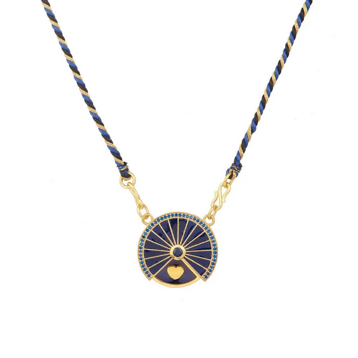 GOLD-PLATED NECKLACE WITH COLORFUL ROUND PENDANT