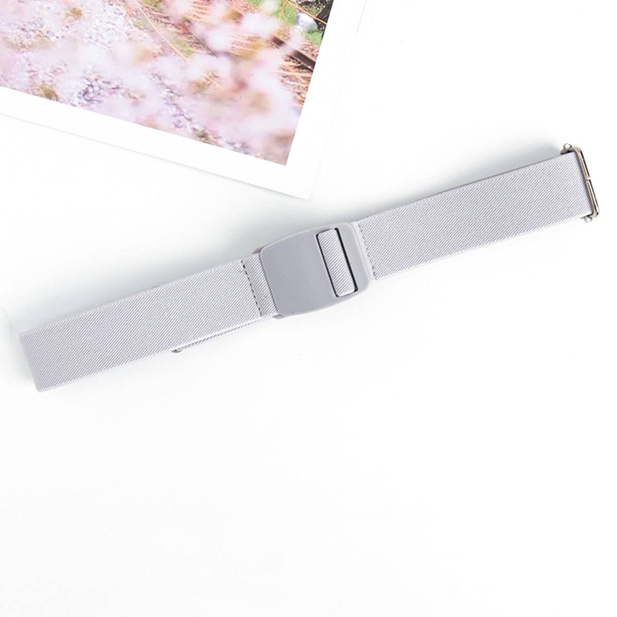 SOLID WOVEN BUCKLELESS ELASTIC WAISTBAND_CWABE0674