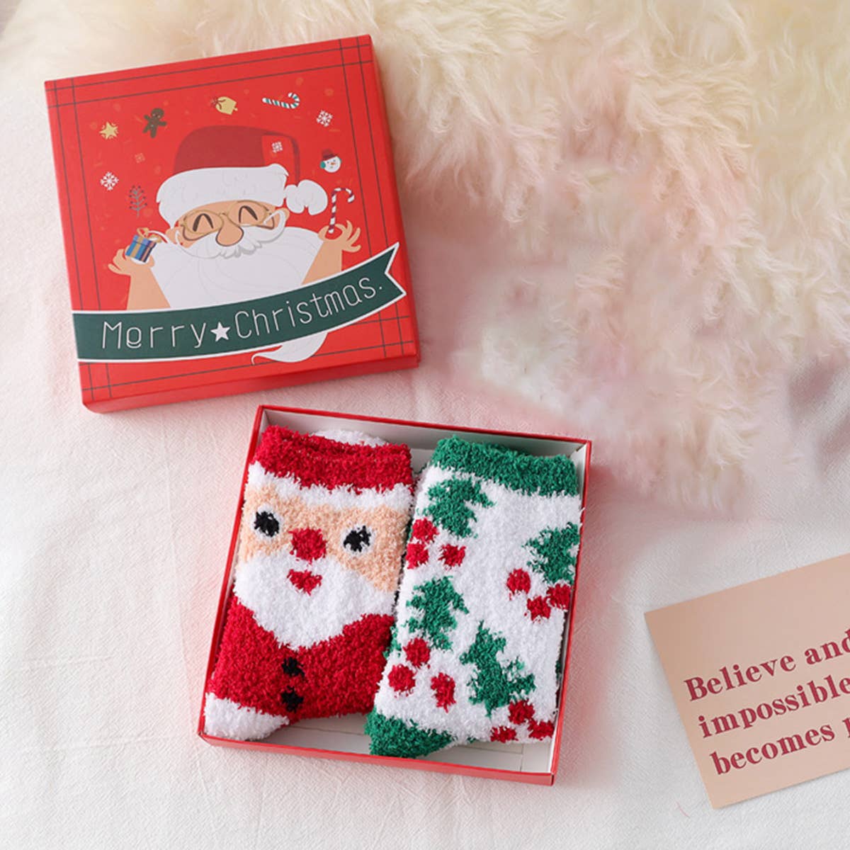 CHRISTMAS SOCKS GIFT BOX WARM MID-TUBE SOCKS