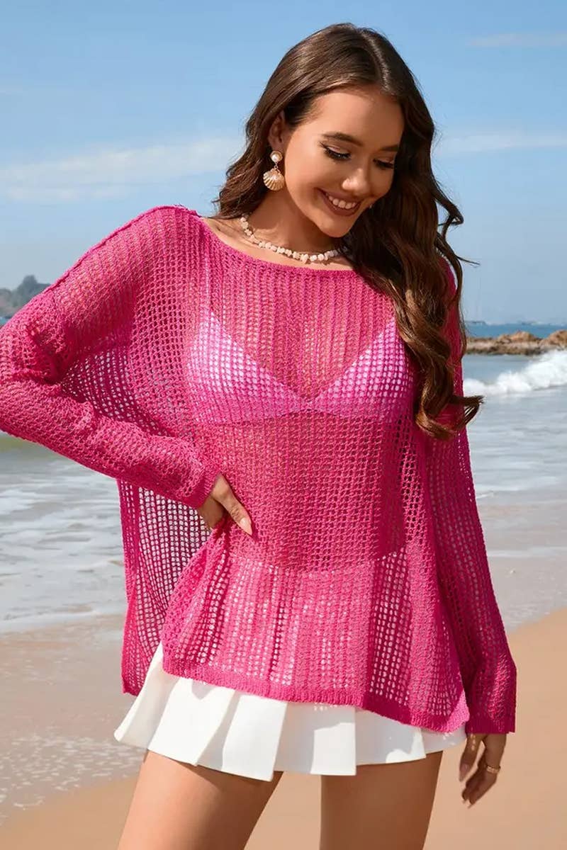 CWTTL1994_LONG SLEEVE FASHION HOLIDAY BIKINI BEACH COVER UP