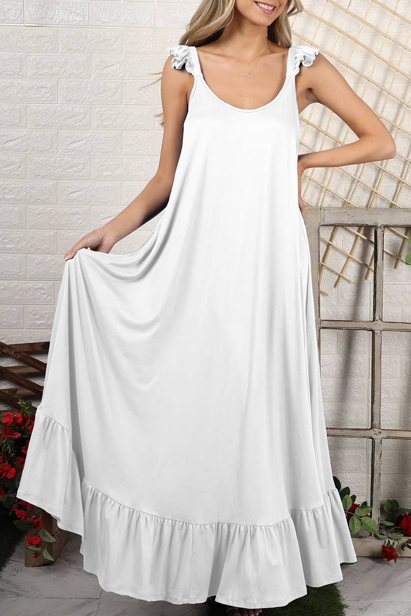 CWDMD772_RUFFLE DETAILED SLEEVELESS MAXI DRESS