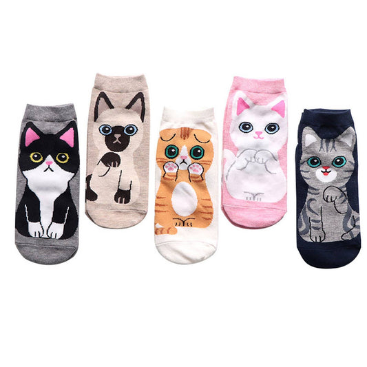 CUTE CAT PATTERN ANKLE SOCKS