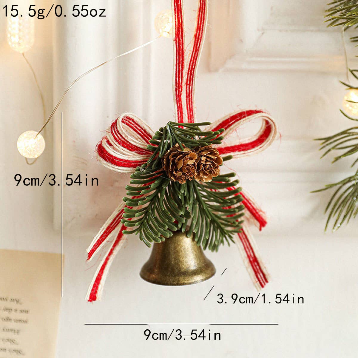 CWMM10370_CHRISTMAS METAL BELL BOW PINECONE DOOR ORNAMENT