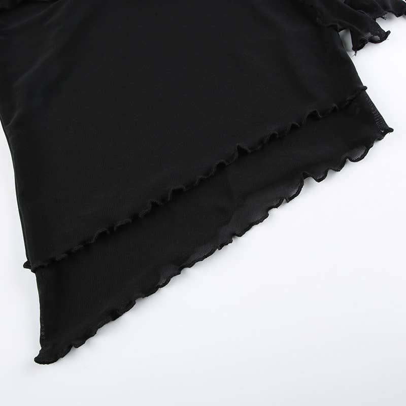 Sexy double-layer patchwork ruffled halter top