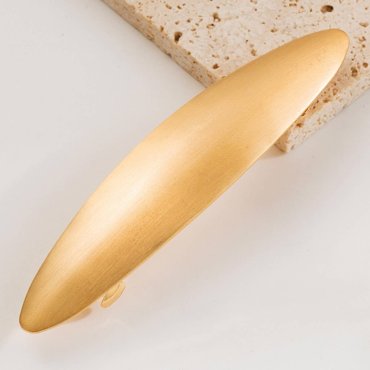 Brushed Metal Oval Spring Hair Clip ??Elegant Look_CWAHA6176