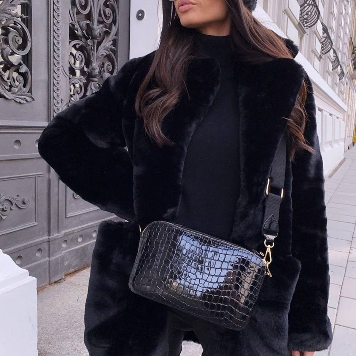 Plus Size Faux Fur Coat Women Long Sleeve Warm_CWMM9118