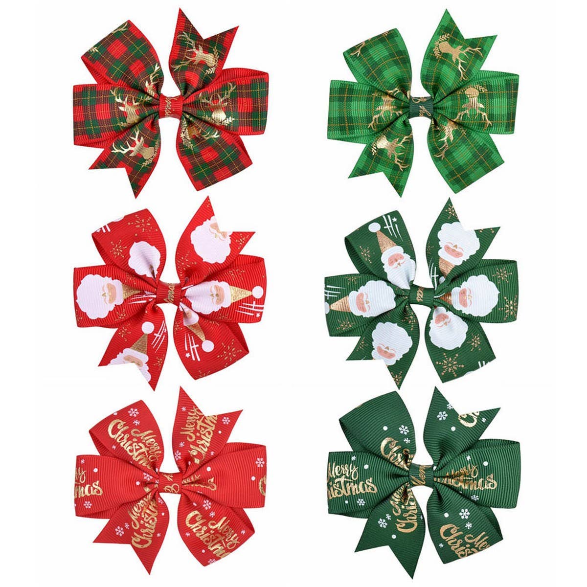 Cute Christmas Kids¡¯ Grosgrain Six-Ear Bow Clip