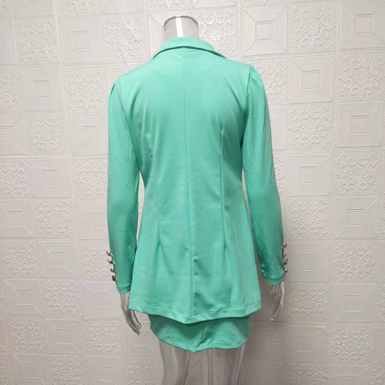 Fashionable printed puffed-sleeve suit jacket