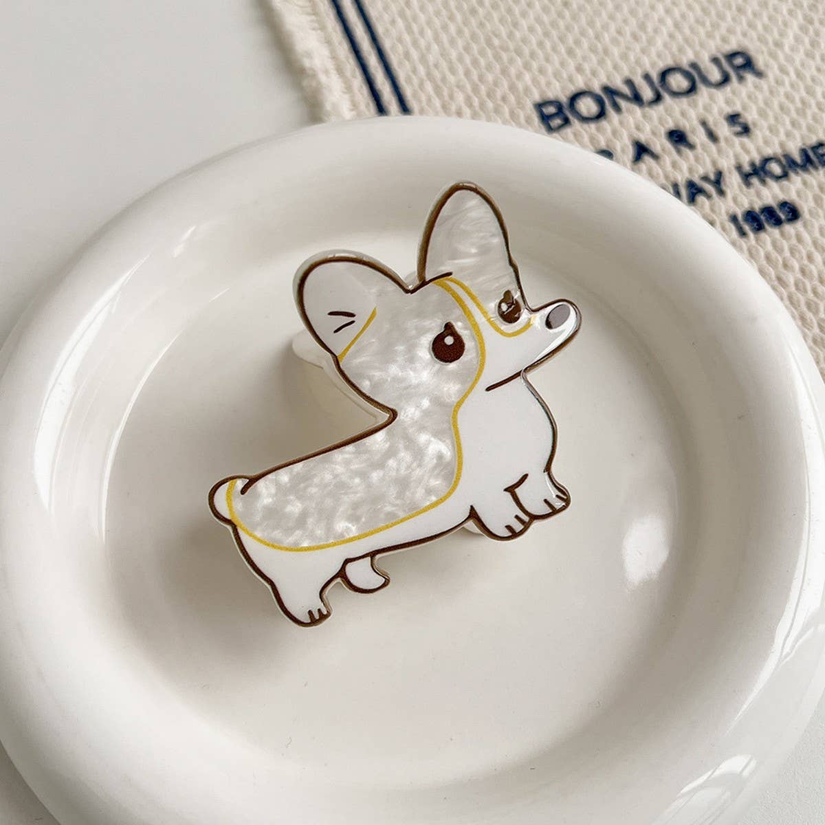 French Cartoon Dog Hair Claw, Cute Puppy Mini Clip