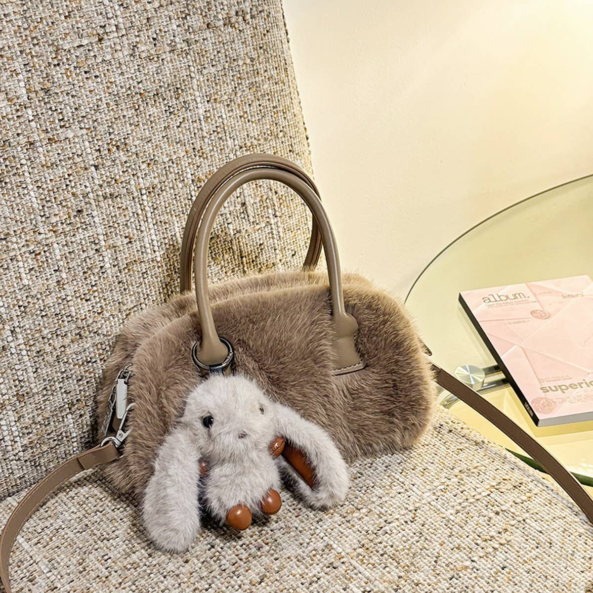 Fluffy Fox Fur Bag Women Fashion Shoulder Tote_CUAB00568