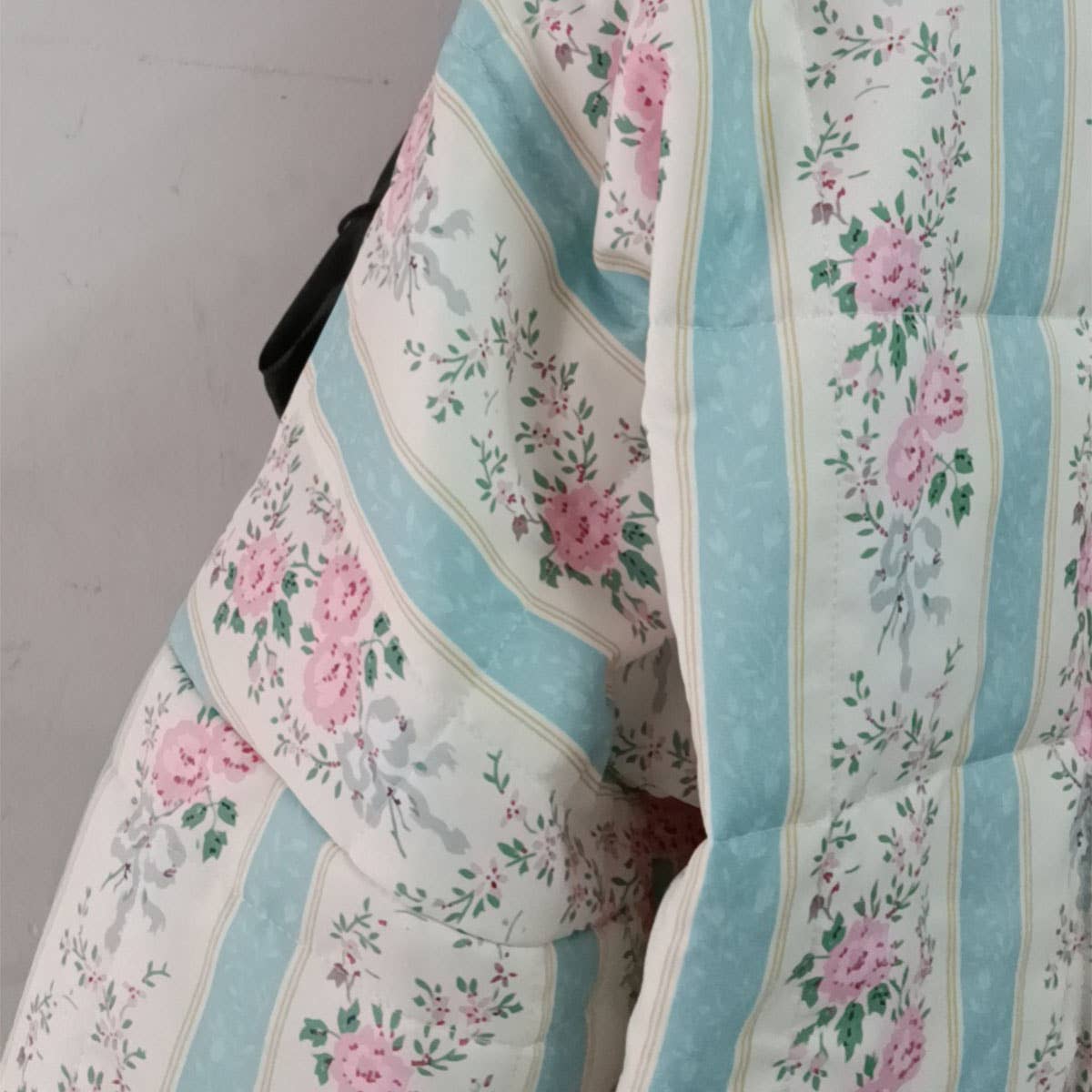 STRIPED FLORAL PRINT LOOSE QUILTED JACKET_CWOJA1552