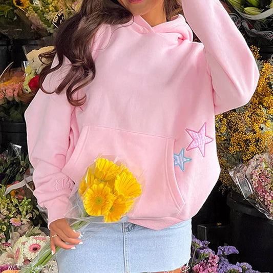 Fashion star applique hoodie lady