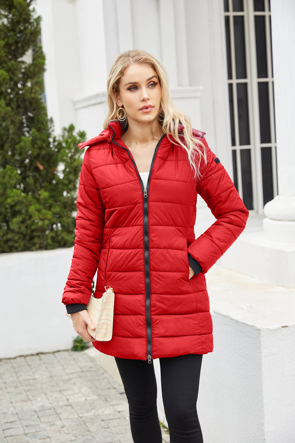 Waterproof cotton-padded jacket with removable cap