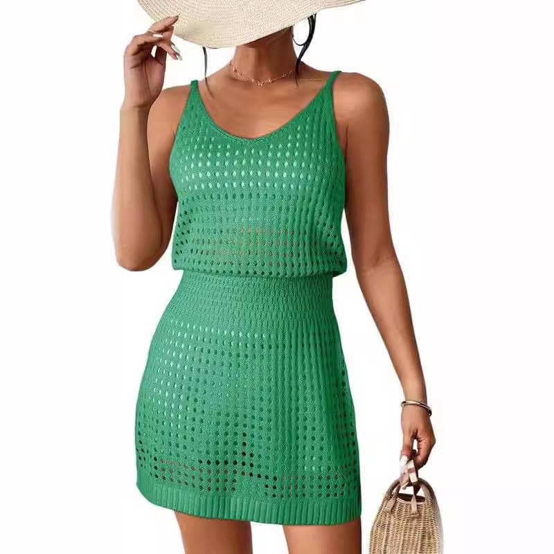 Hollow out sling knit beach dress