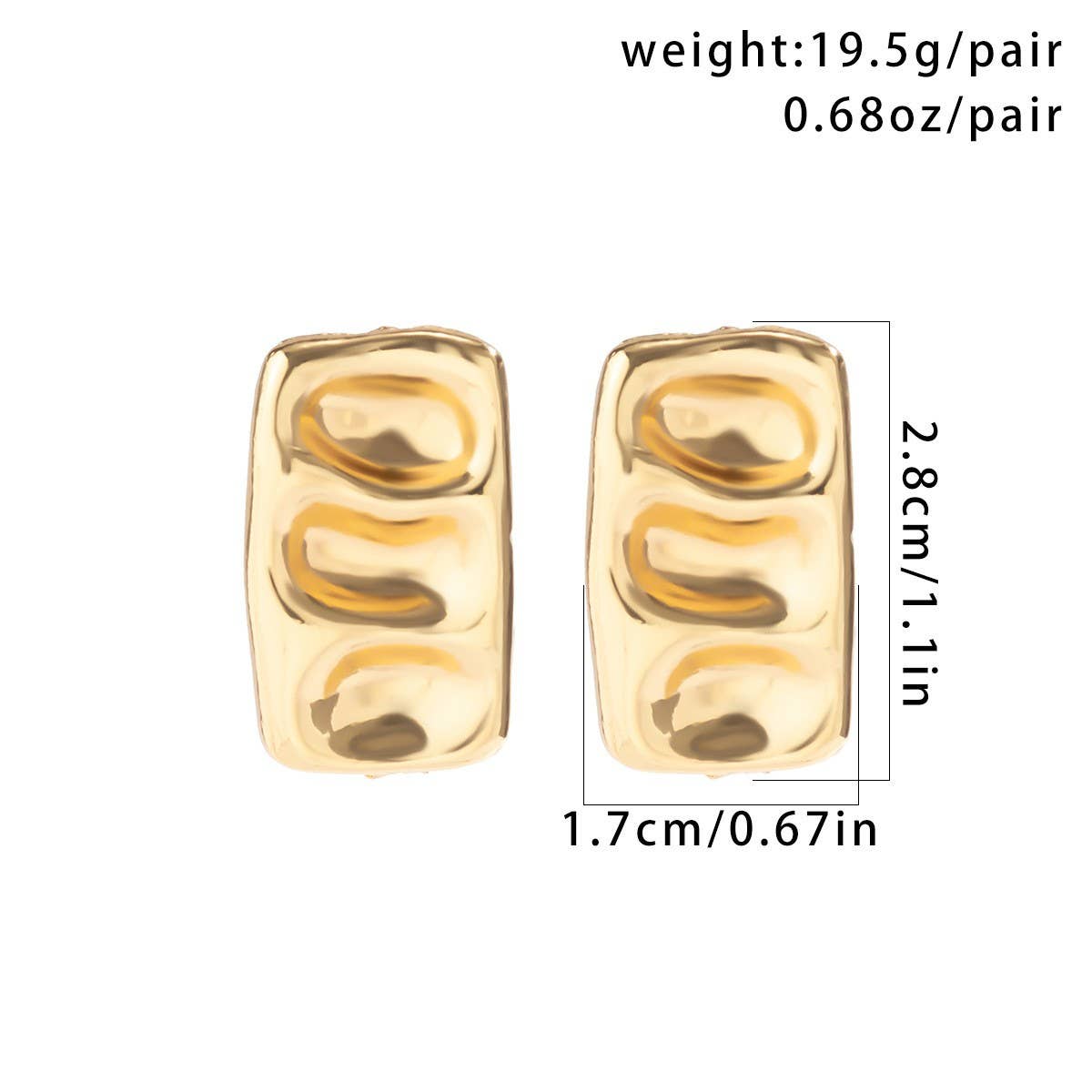 FASHIONABLE PUNK METAL STYLE GOLD EARRINGS