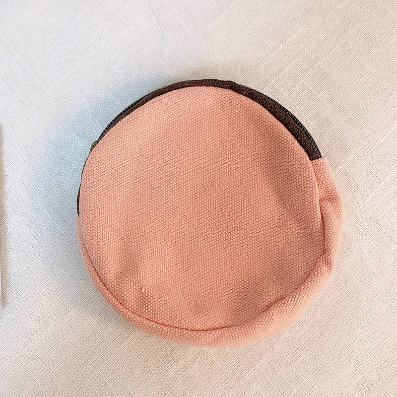 Round cartoon canvas coin purse and money bag