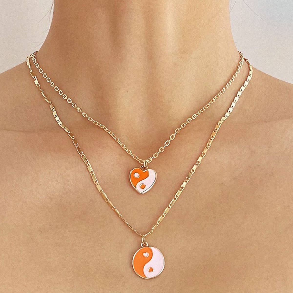 HEART CHARM LAYERED NECKLACE