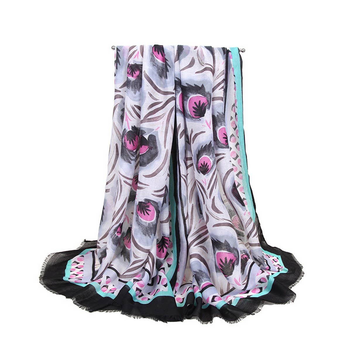 Floral Print Satin Scarf ? Spring Beach Wrap