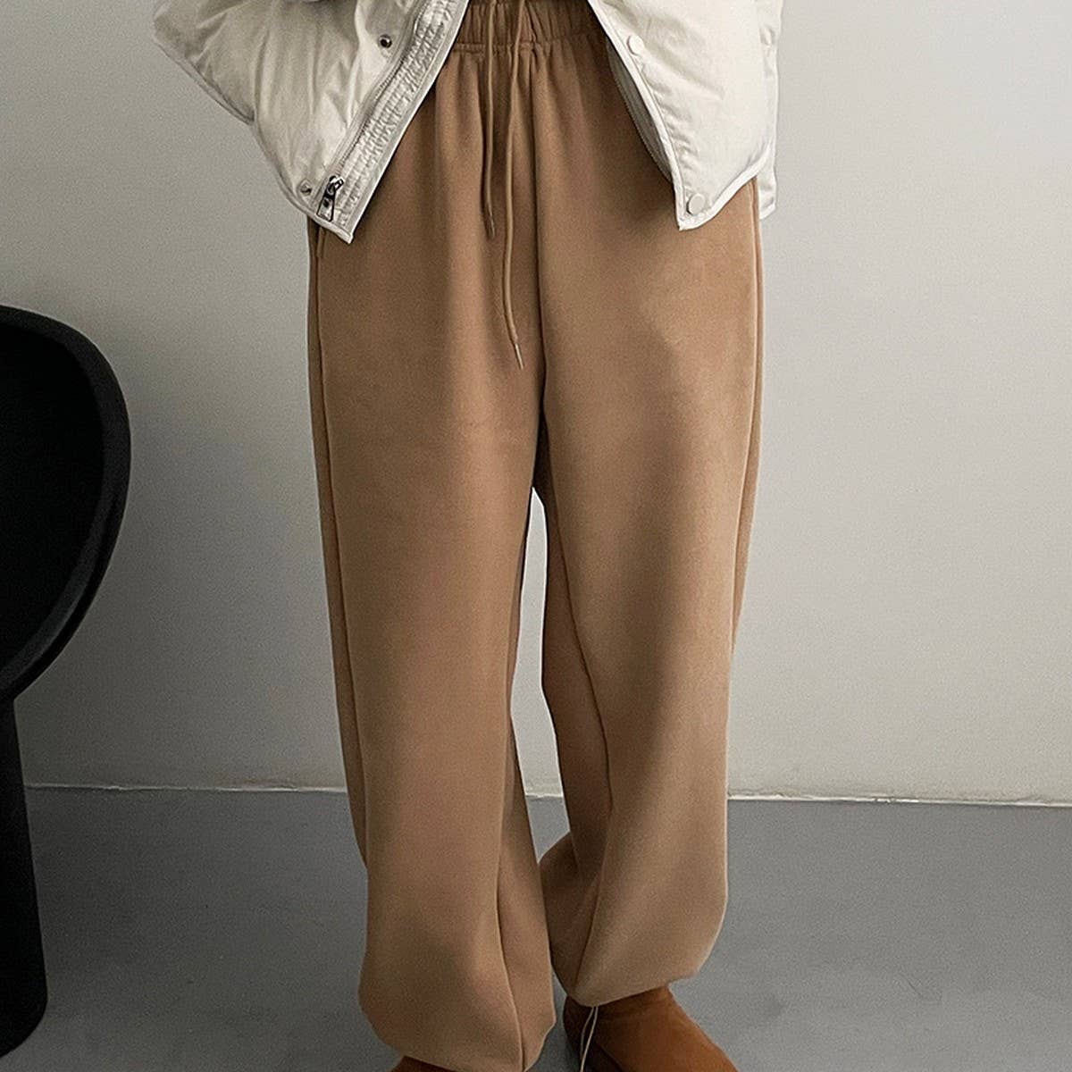 Fleece and thick warm corset wide leg sweatpants