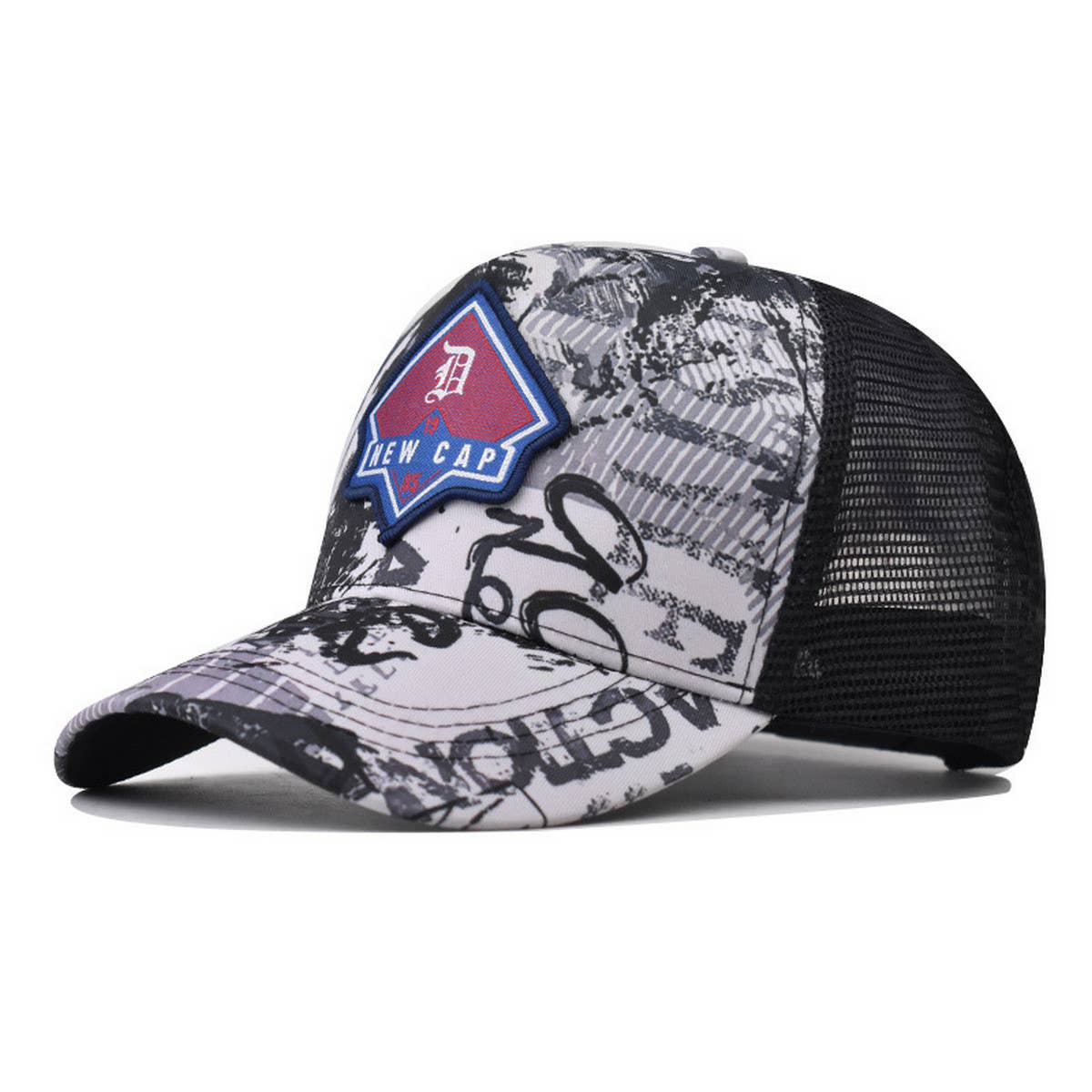 VINTAGE B LETTER PATCH GRAFFITI TRUCKER HAT_CWAH1369