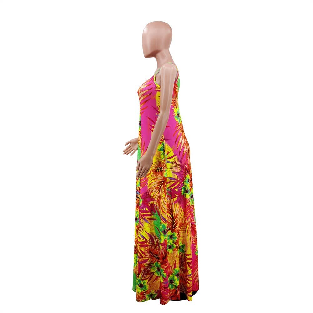 V-NECK CASUAL LOOSE SLIP DRESS