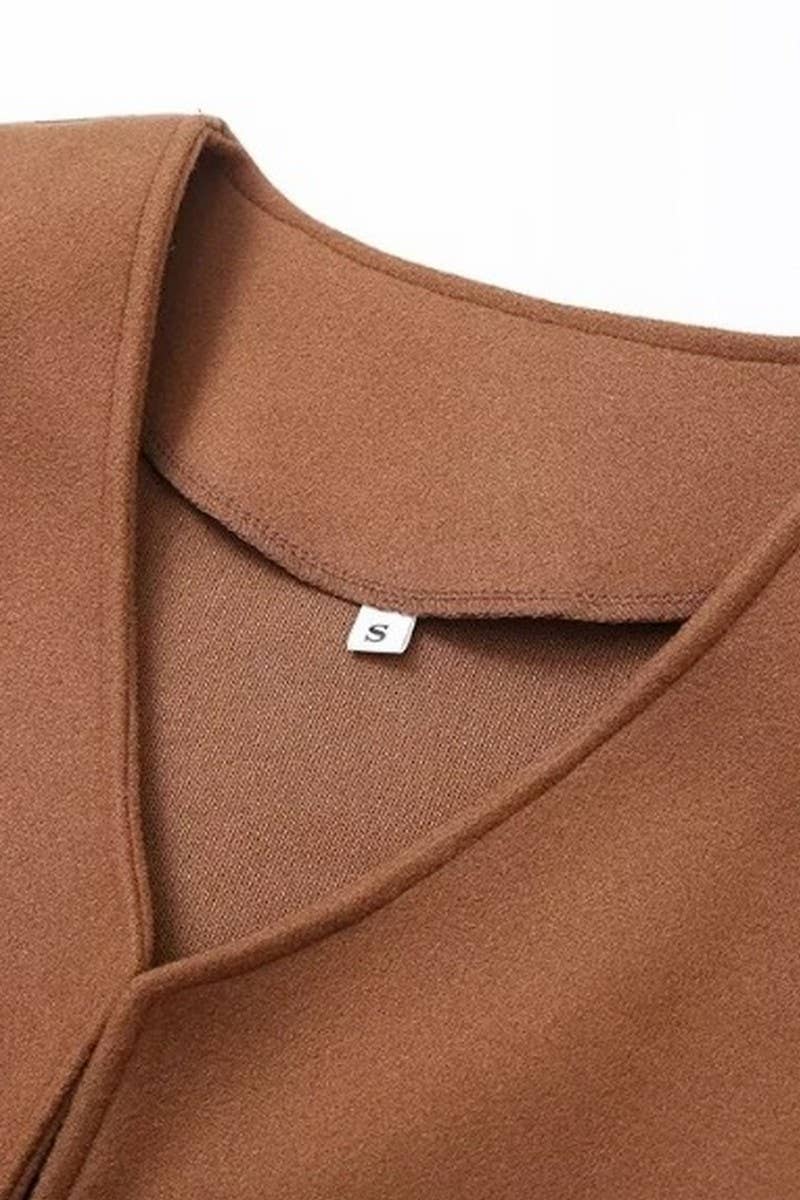 CWOCO1073_SCARF COLLAR LONG SLEEVE LOOSE CASUAL COAT