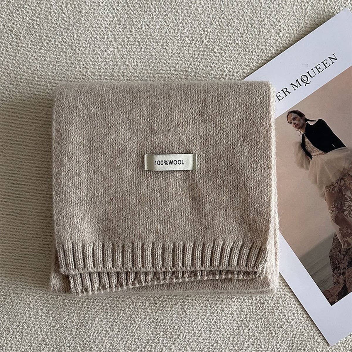 Wool Knit Narrow Scarf - Warm Winter Neck Scarf_CWASC2279