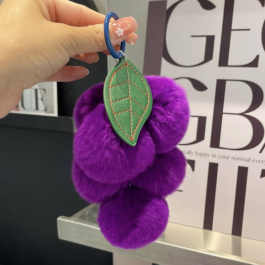 CUTE PLUSH DOLL PURPLE GRAPE CAR KEYCHAIN PENDANT