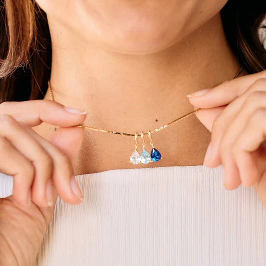 STAINLESS STEEL COLORED DROP ZIRCON NECKLACE_CWMM3921