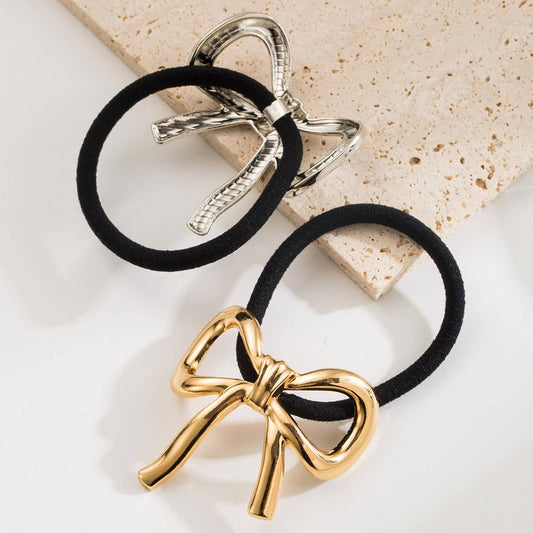 New Metal Bow High Elastic Durable Ponytail Tie