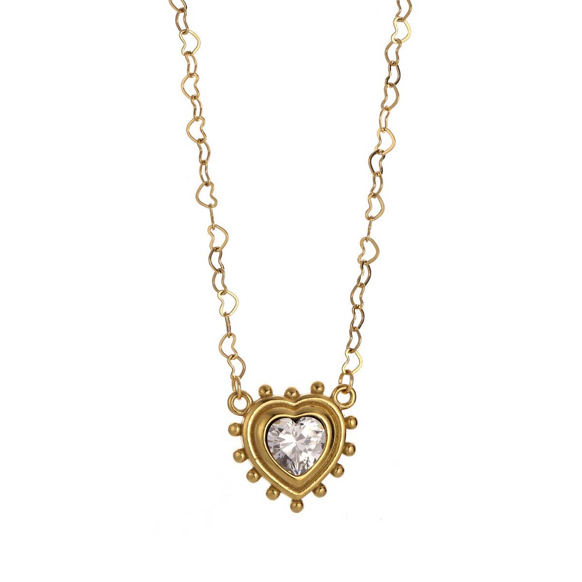 Minimalist Stainless Steel Heart Zircon Necklace