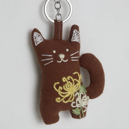Hand-Embroidered Honeysuckle Cat Plush Charm
