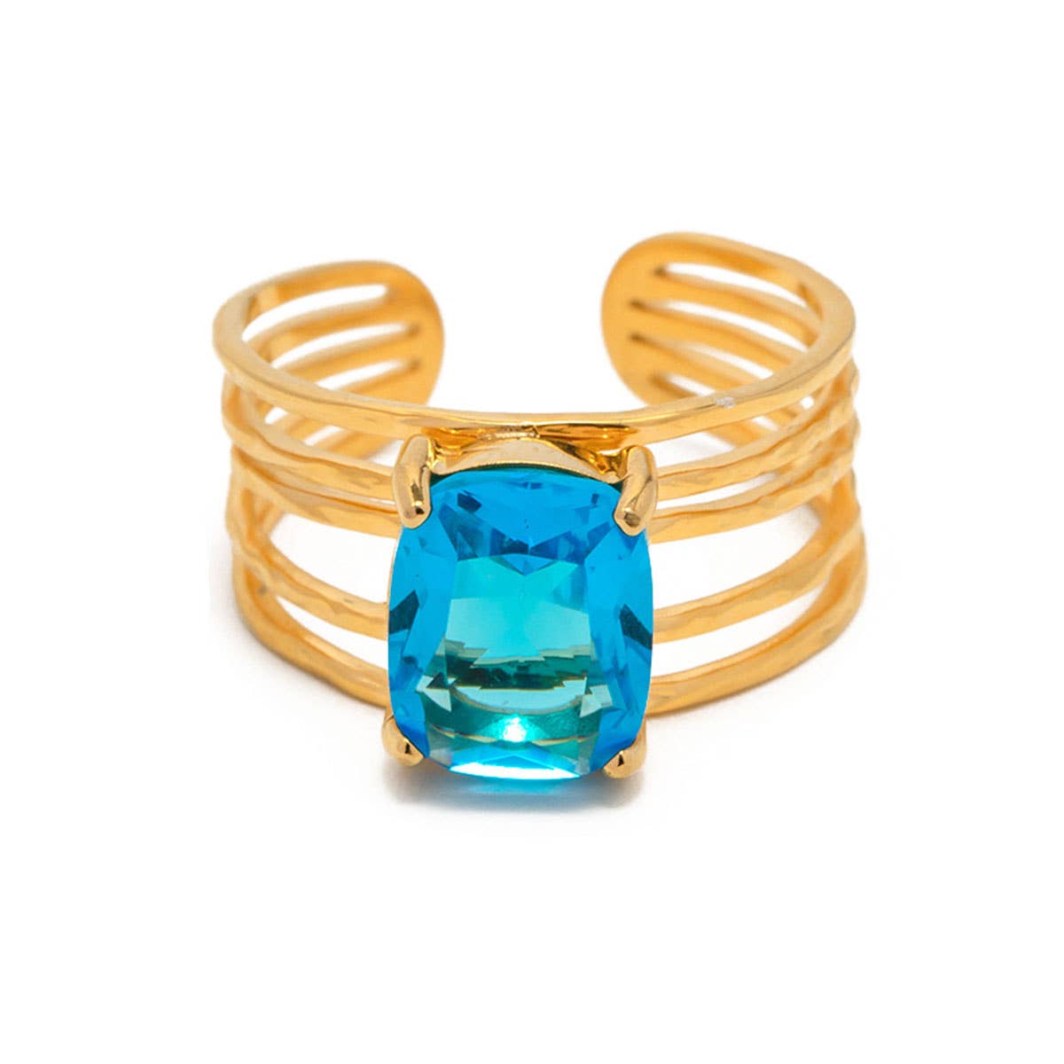 VINTAGE LAKE BLUE RECTANGULAR ZIRCON RINGS