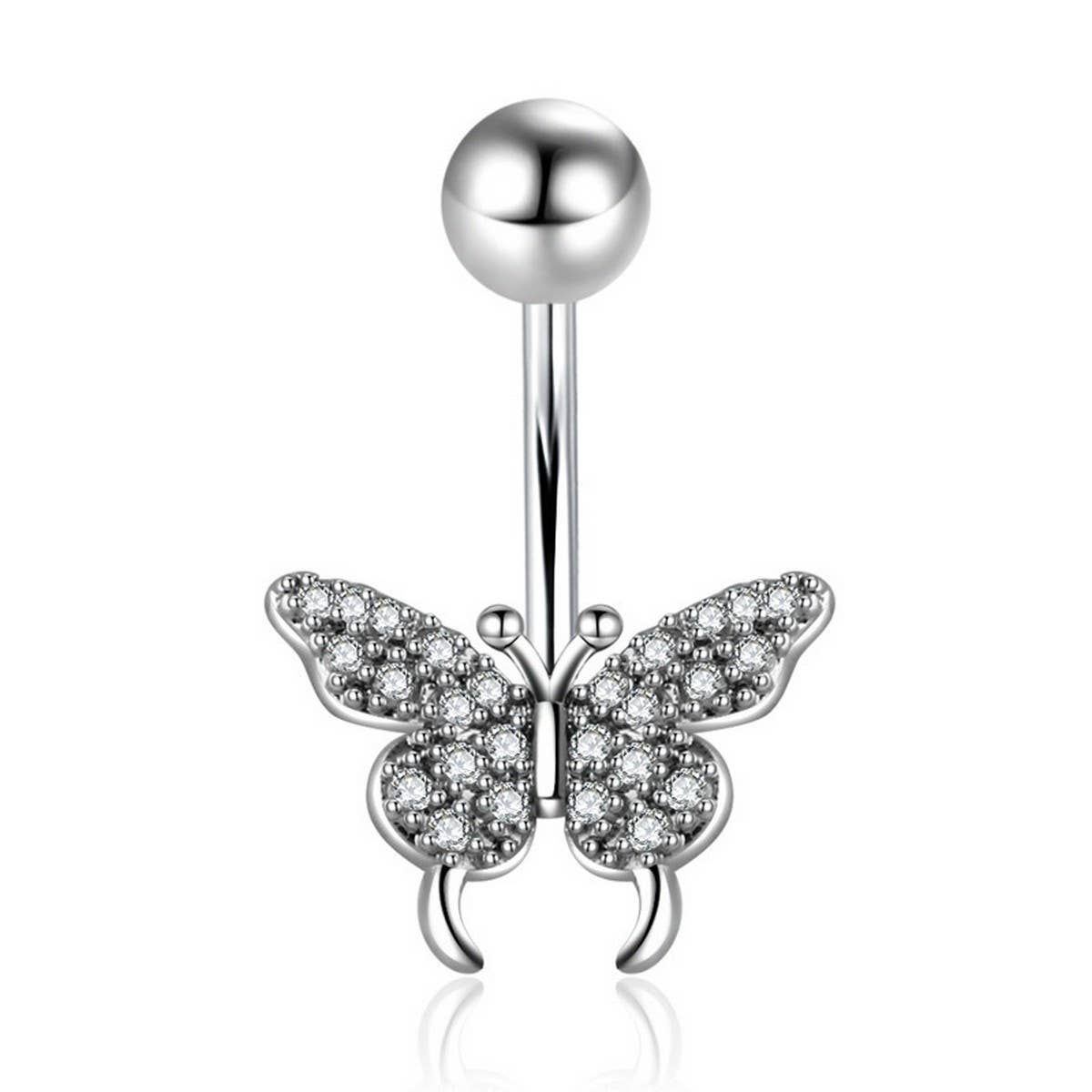 CZ Butterfly Belly Button Ring Piercing Jewelry