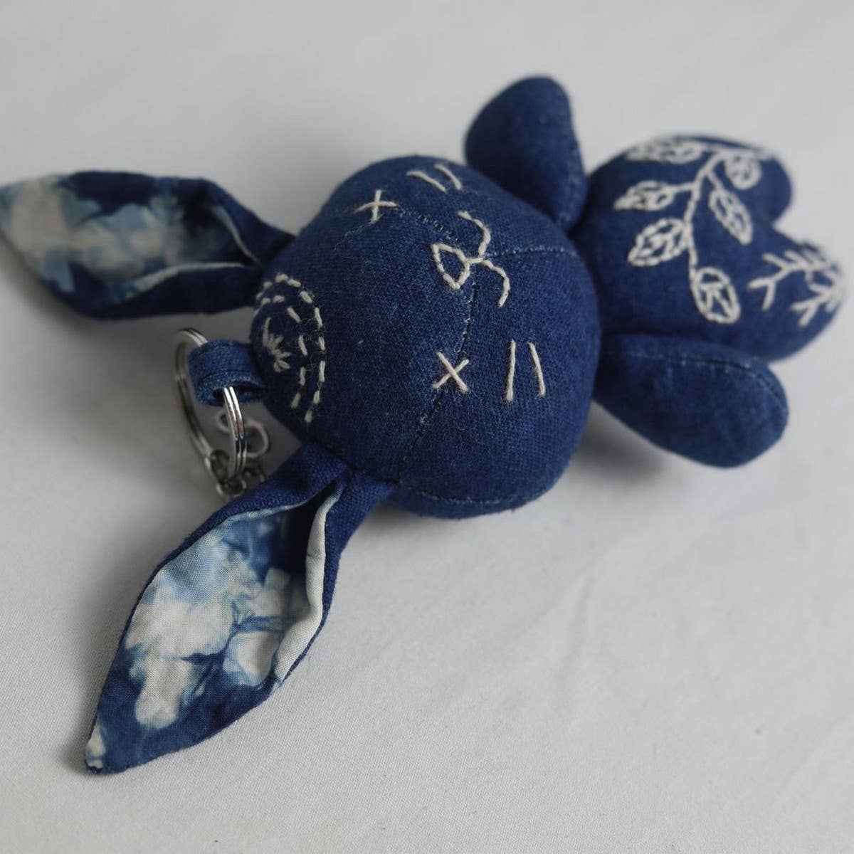 Handmade Indigo Bunny Plush Charm Doll Toy