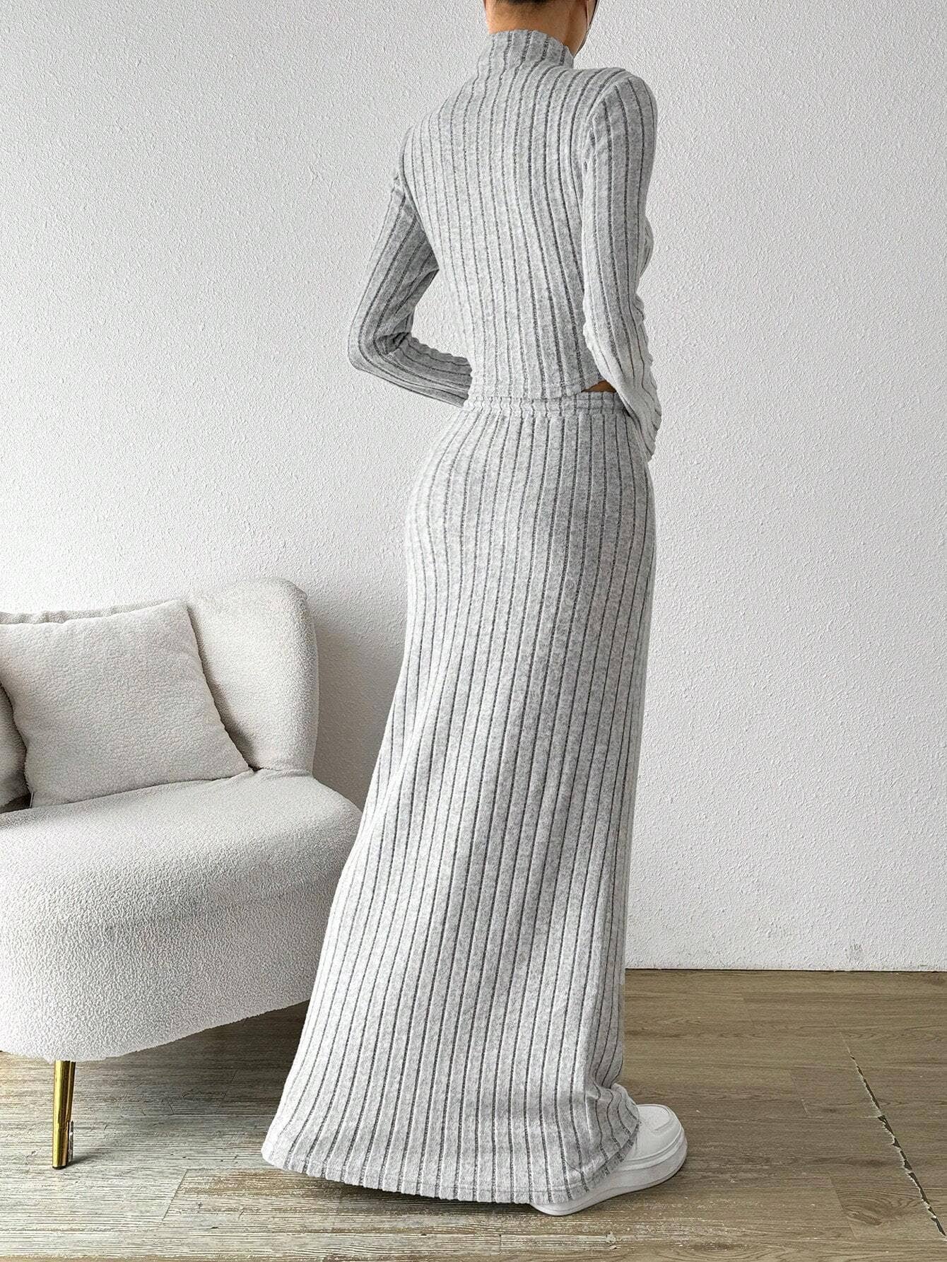 FASHION ALL-IN-ONE COMMUTER KNIT TWO-PIECE SET