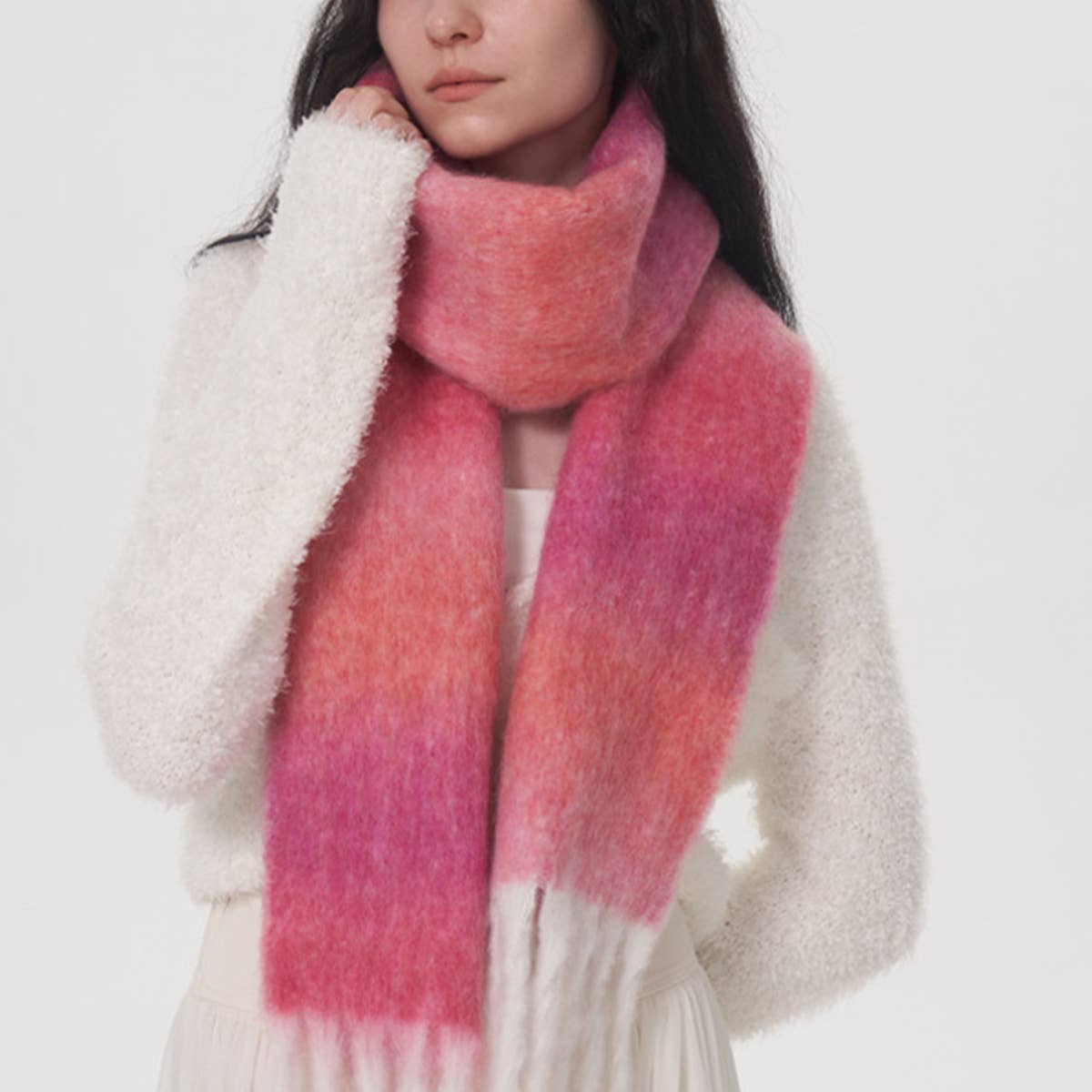 Gradient Wool Scarf for Women-Luxury Winter Warmth