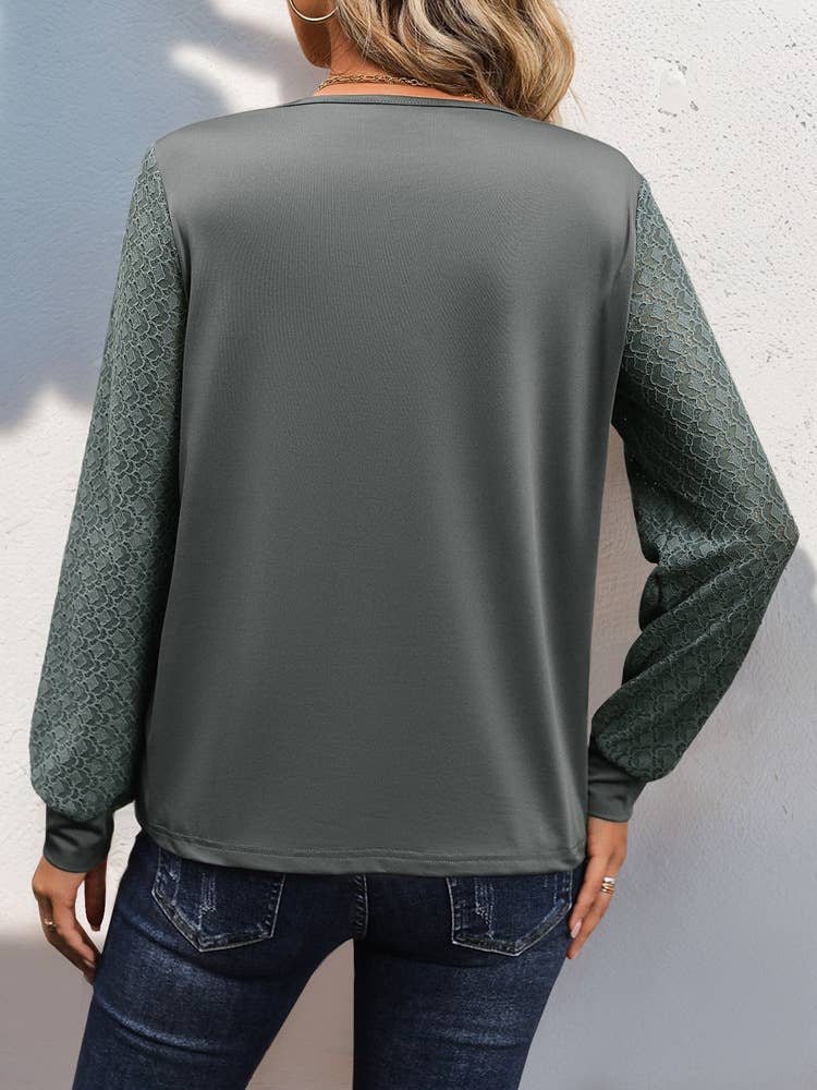 V-NECK PLEATED SOLID COLOR SIMPLE T-SHIRT TOP