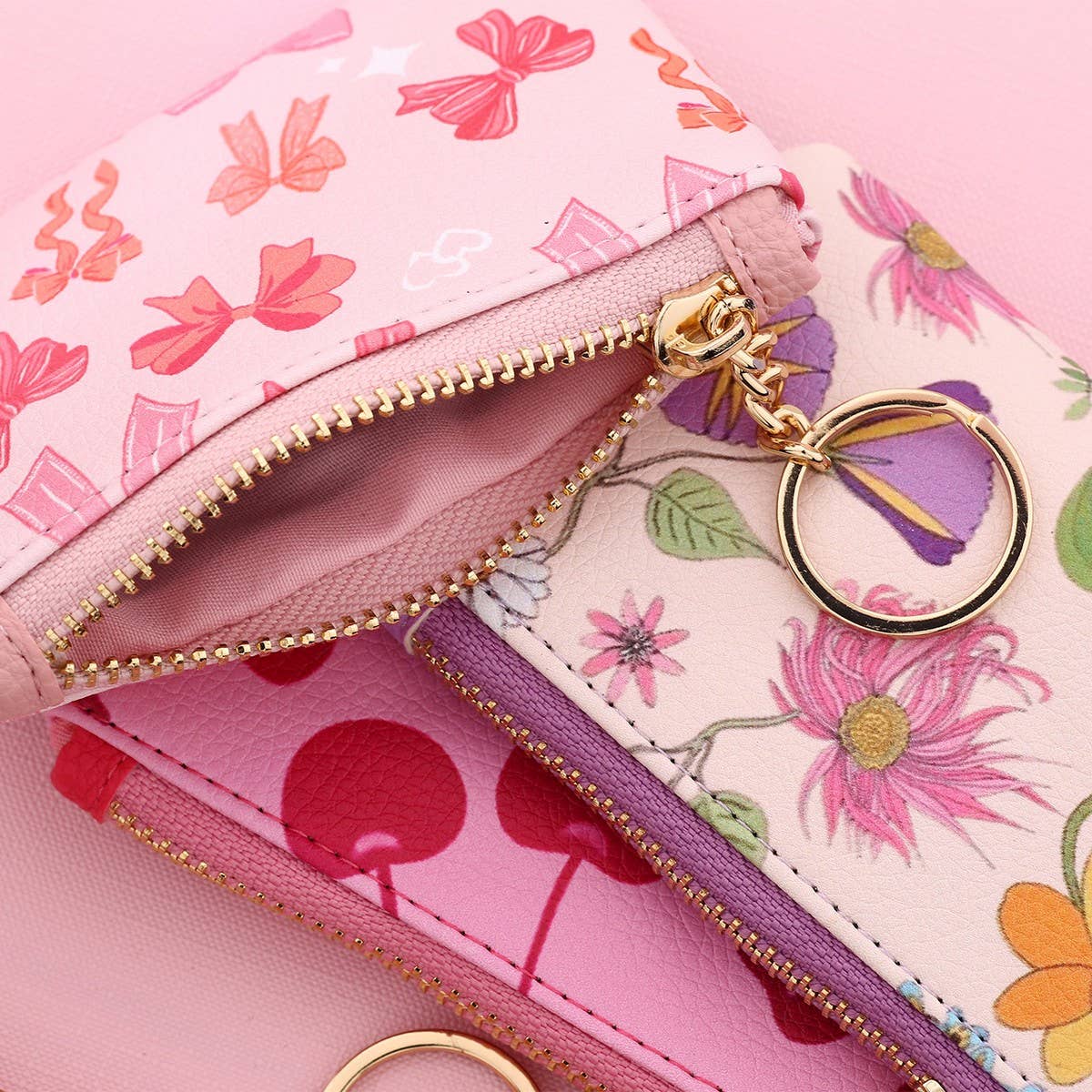 Leather Card Coin Purse Wristlet Keychain Bag_CUAB00435