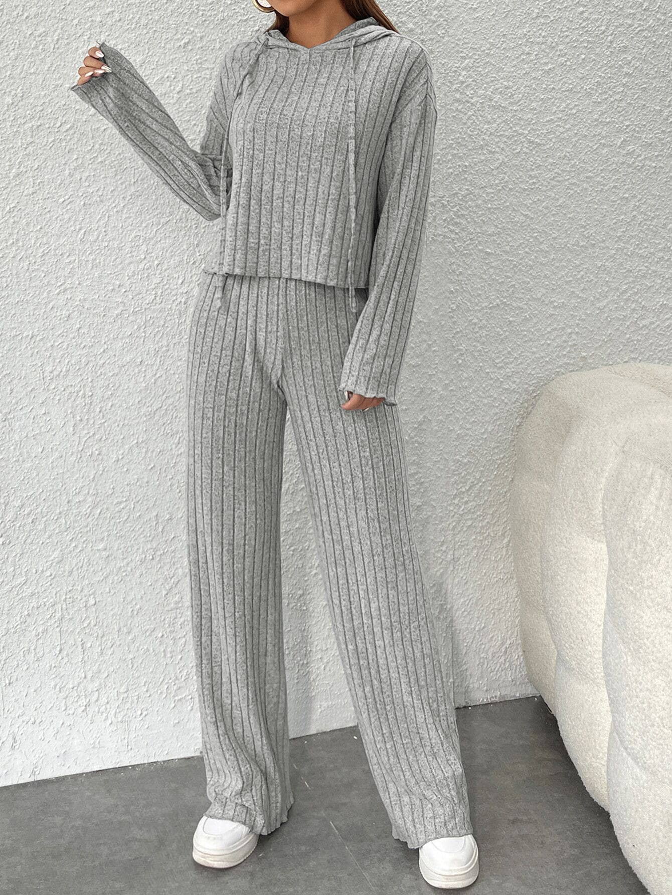 HOME SOLID COLOR LAZY FEELING TWO-PIECE SET